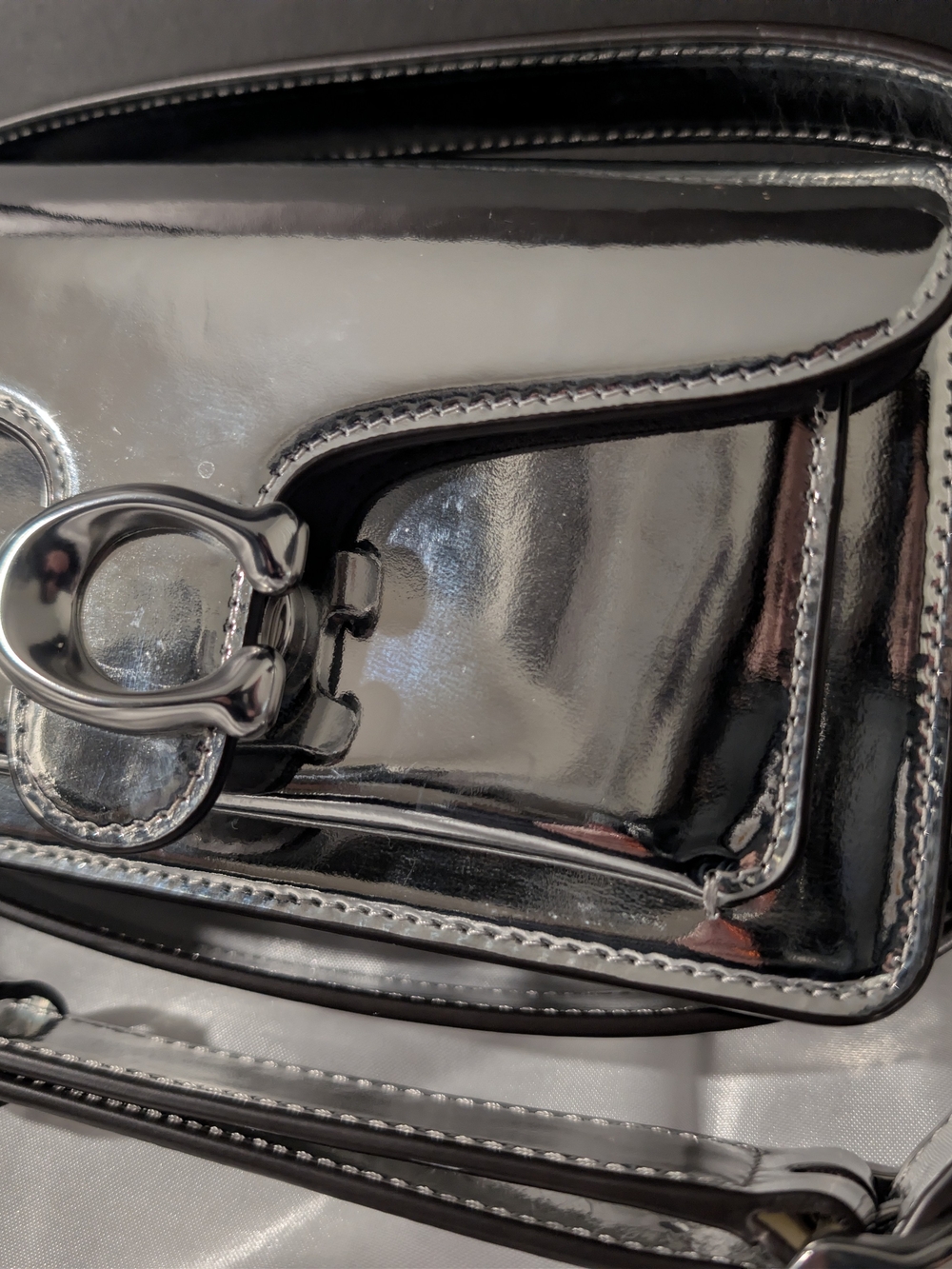 Coach Metallic Mirror Silver Tabby 20 Crossbody